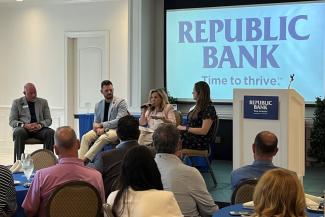Shirley Mitchell speaking on a panel for Republic Bank